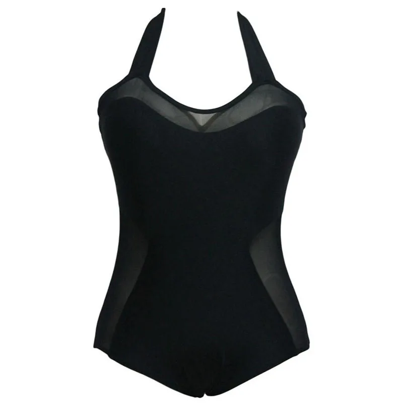 Слитный купальник размера плюс 3XL Одноцветный Монокини на бретельках купальный