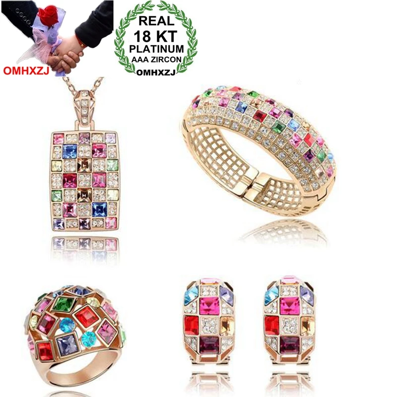 OMHXZJ Оптовая Продажа AAA Австрийский Кристалл Золото Серебро 18KT Платина женщина