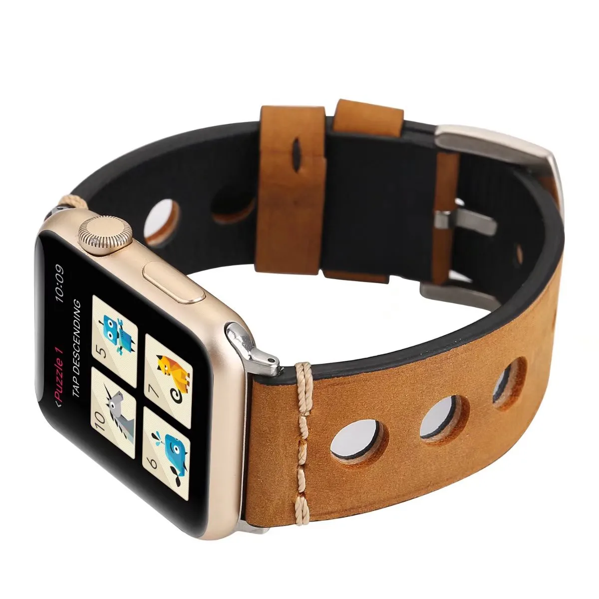 Ретро ремешок из натуральной кожи для Apple Watch Series 3 2 1 Band iWatch круглые браслеты с