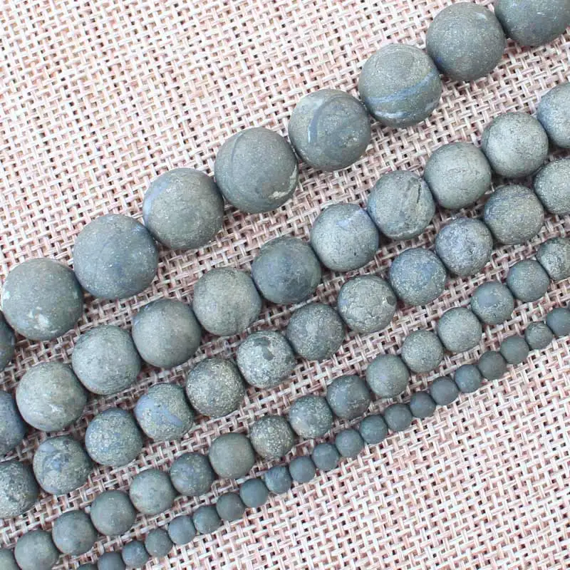 Frost Natural Pyrite Round beads 4-12mm 15inch BeadsFor DIY Jewelry Making !We provide mixed wholesale for all items! | Украшения и