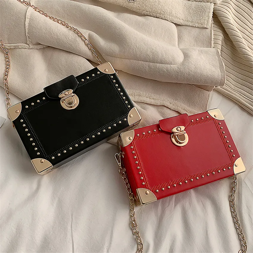 Маленькие цепи TOYOOSKY женские сумки черные кожаные Дамский клатч Ретро Женские