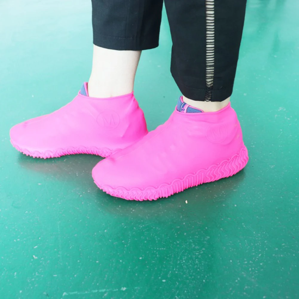 

2019 Reusable Shoes Covers Non-slip Waterproof Silicone Shoe Covers Rain Boots Overshoes Solid Shoe Accessories Couvre Chaussure