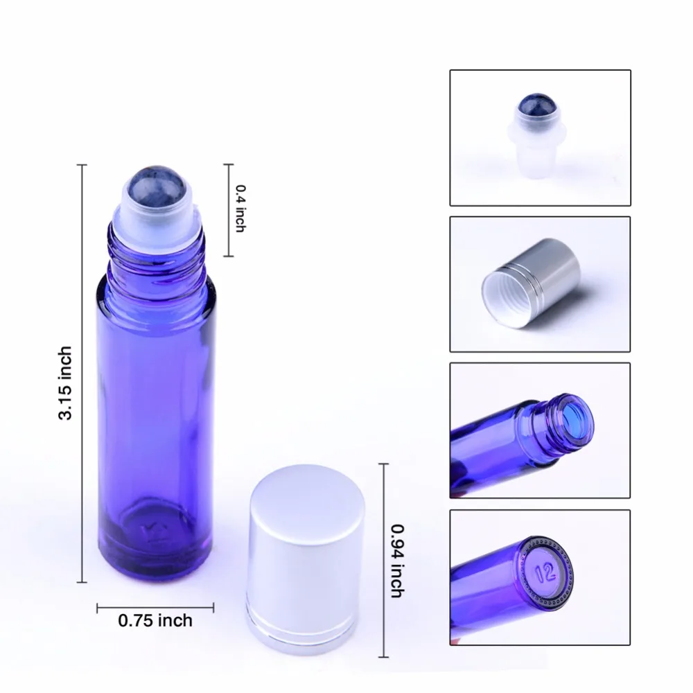 10 шт цветные стеклянные бутылочки для эфирного масла мл Sodalite Stone Roll On