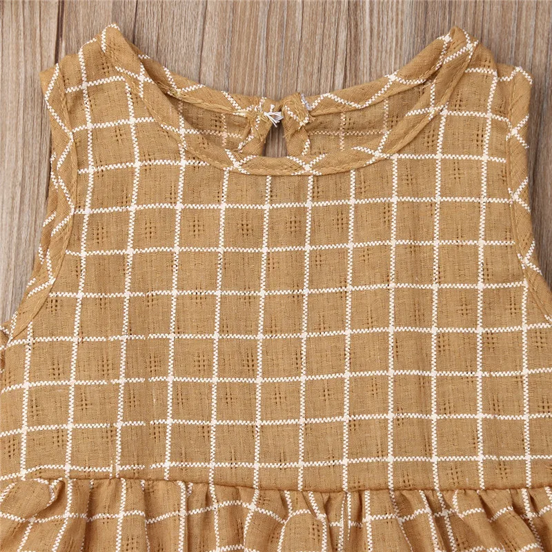 

Cute Plaid Newborn Baby Girls Boys clothes Ruffle cotton lovely casual Jumpsuit round neck sleeveless kids Bodysuit one pieces