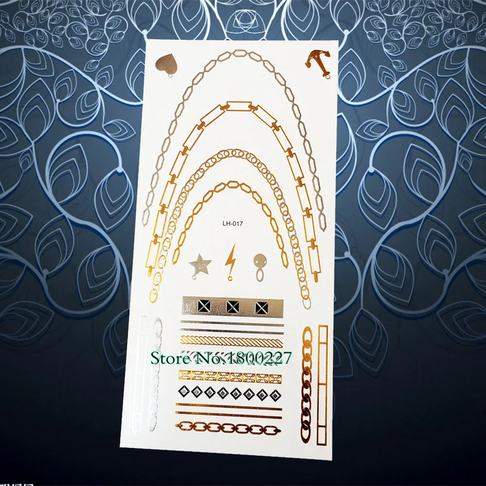 1 шт. Блестящий женский браслет из хны тату кружевной PL19 Золотая Корона меч Сфинкс