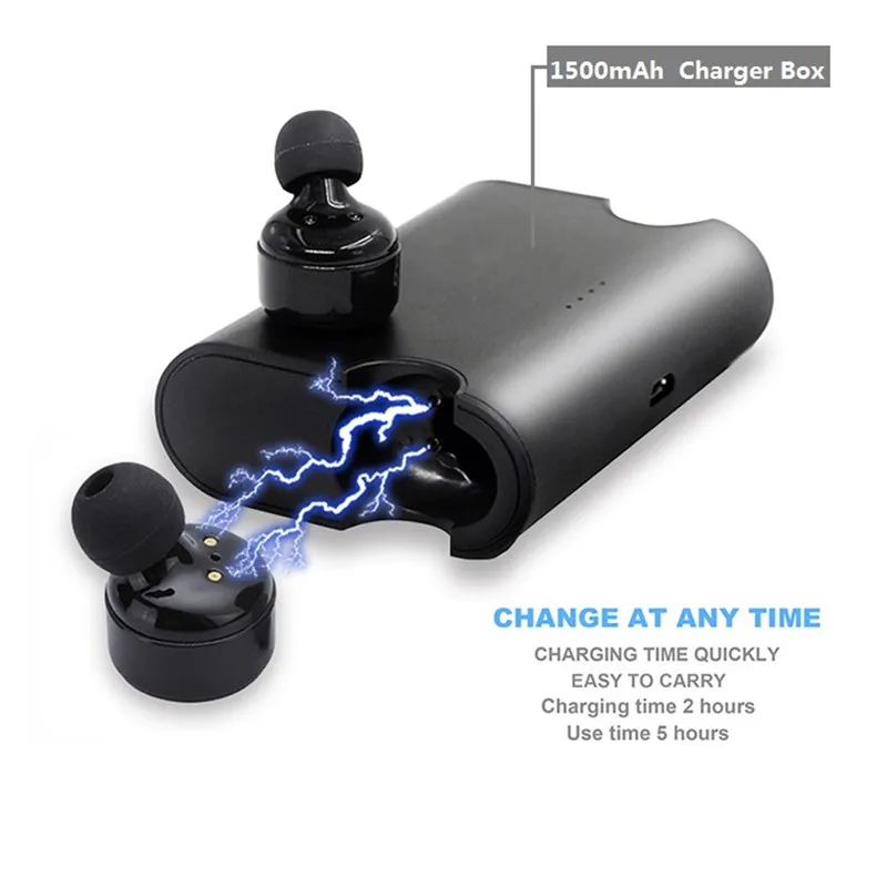 Qiateng Новые портативные беспроводные наушники TWS X2T мини Bluetooth 4 2 1500 мА/ч зарядное
