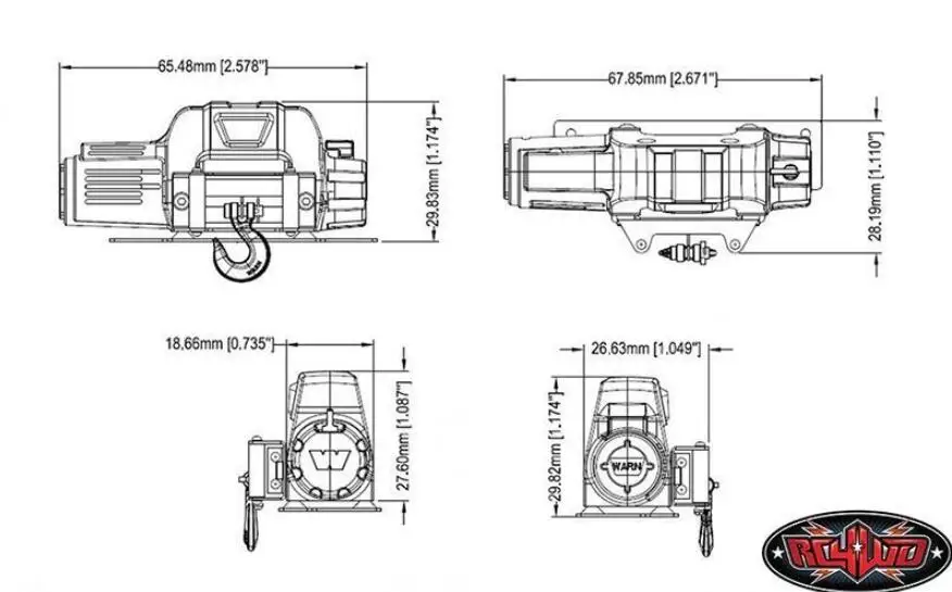 RC4WD 1/10 мини предупредить 9.5cti лебедка Z-S1571 маленький с монтажной панелью и винты