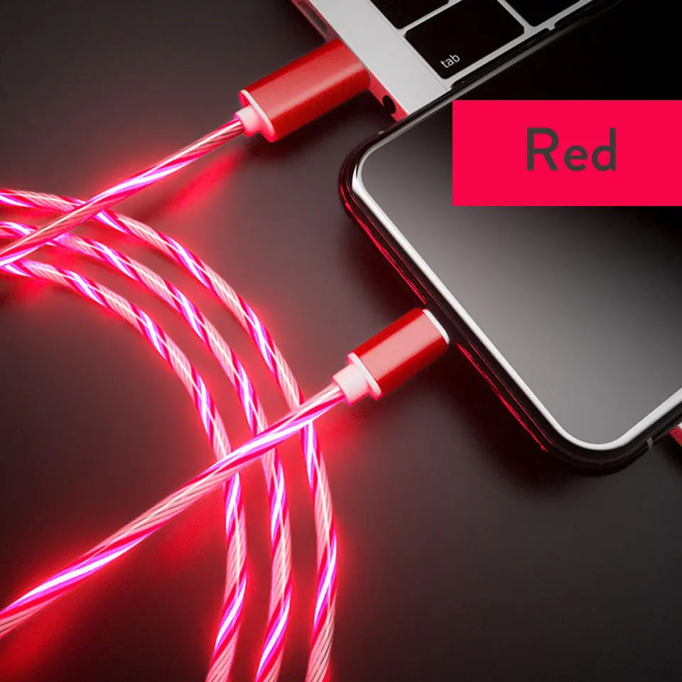 For Android Red USB 1 м светодиодный светящийся зарядный кабель для мобильного телефона для Xiaomi Mi8 Max 3 htc Micro huawei Honor Note 10 для автомобиля синий красный зеленый RGB - Название цвета: For Android Red