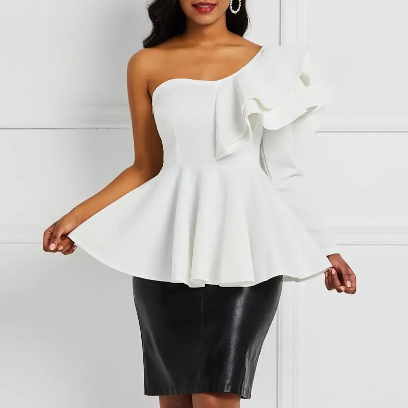 2019 Новая Элегантная белая блузка женская летняя гофрированная с открытой спиной