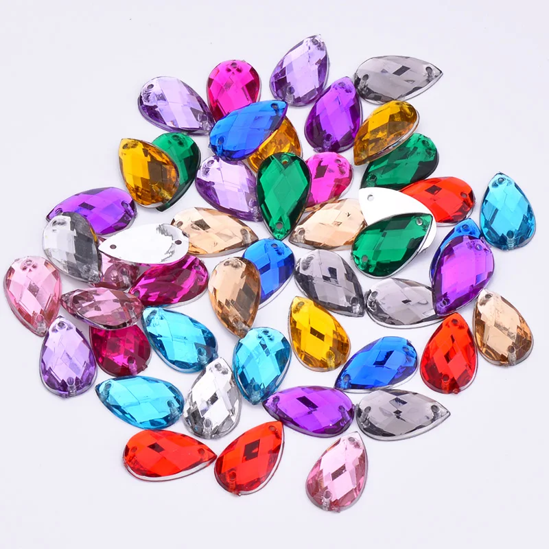 JUNAO Multi Size Crystal AB Drop Rhinestones Sewing Jewel Strass Applique Acrylic Stones For Women's Clothes Shoes Accessories | Дом и сад
