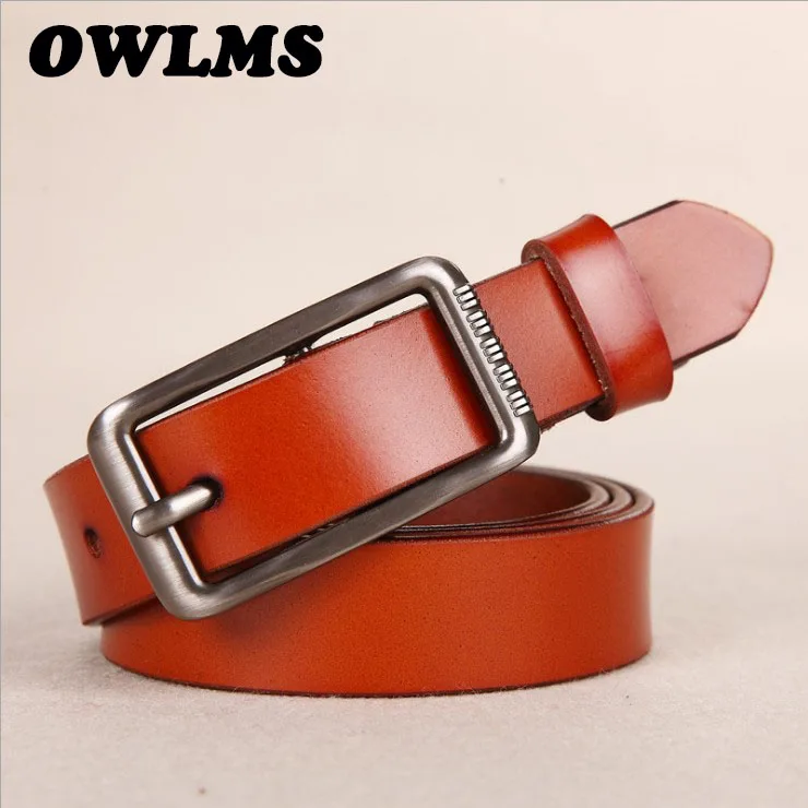 Ремень из воловьей кожи для женщин широкий черный ремень натуральной с пряжкой