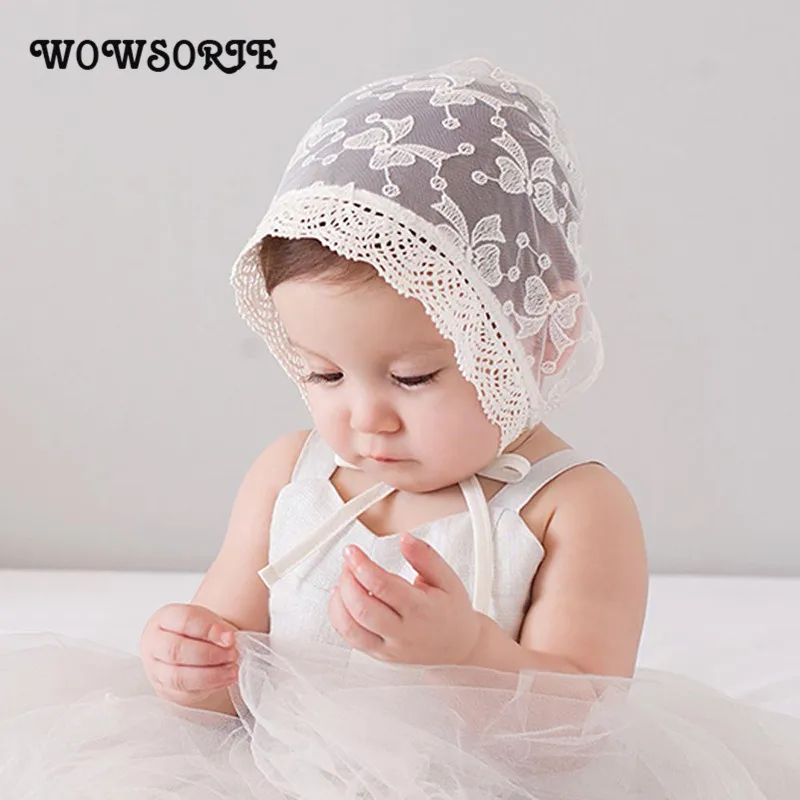 10 шт./лот 2018 белая кружевная шапка с бантом бабочкой Корейская версия детские