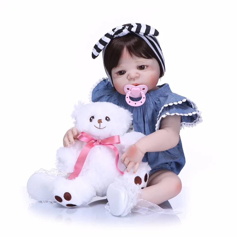 Бренд npk bebes reborn 57 см прекрасная полностью силиконовая кукла для маленьких