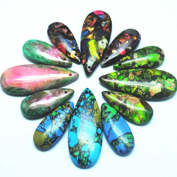 

Natural stone Graduated Pendant Beads, Impression stone for necklace and earring's pendants making size: 20x50mm,15x35mm