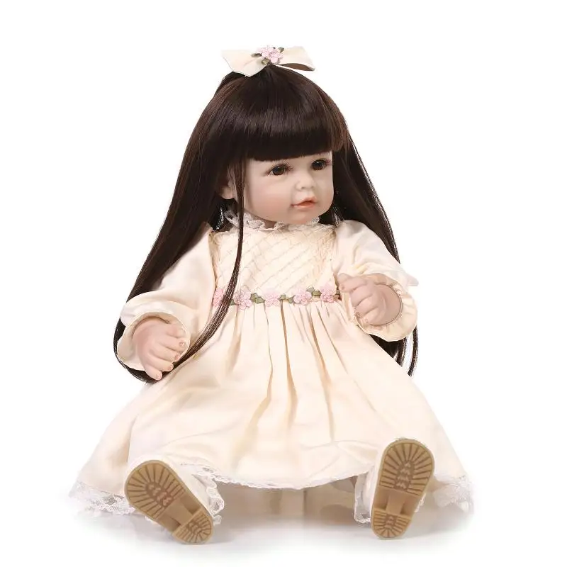 

bebe girl doll Reborn babies Dolls Soft Silicone and cotton body Lovely Lifelike long hair princess Girl Toy new gift boneca lol
