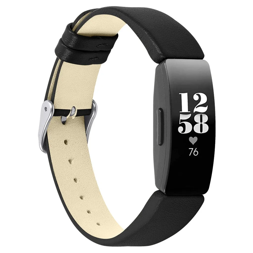 Черный Замена кожаный ремешок для часов Ремешок Для Fitbit Inspire/Inspire HR horlogebandje correa de reloj - Цвет: Черный