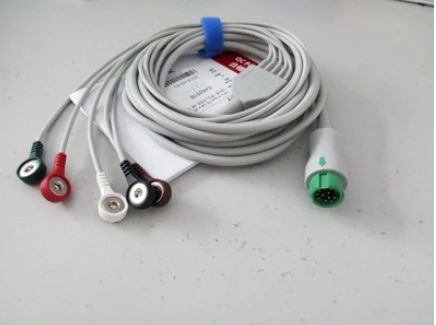 EA6251B для Mindray 040-000961-00 12Pin 5-цельный кабель ЭКГ AHA snap T5 T8 T6 IMEC8 ЭКГ/ЭКГ с 5 жильный