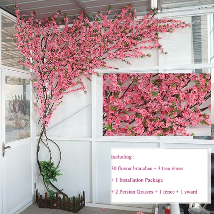 Искусственный Вишневый цветок дерево украшение интерьера фон трость поддельные