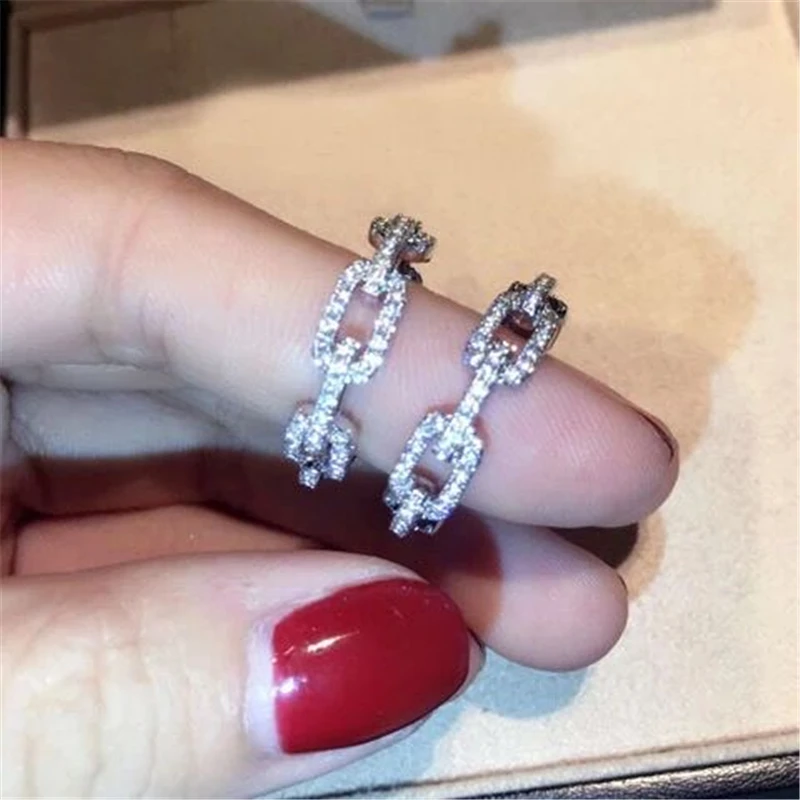 

H Chain Style 100% Soild 925 Sterling Silver ring Sona 5A zircon Stone Engagement Wedding Band Ring for women men Jewelry