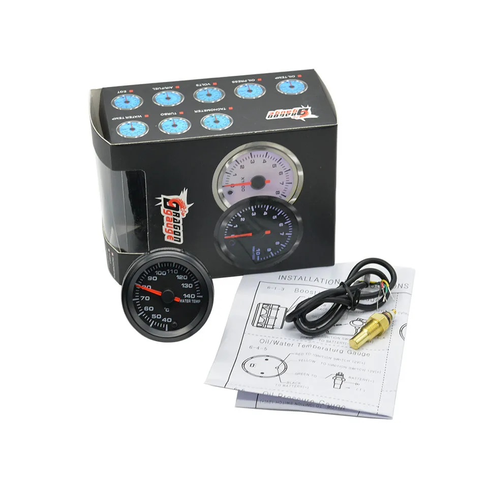 Water temp gauge Dragon gauge " 52 мм Высокоскоростной шаговый двигатель 7 цветов светодиодный Автомобильный датчик температуры воды измеритель температуры Цельсия - Цвет: Water temp gauge