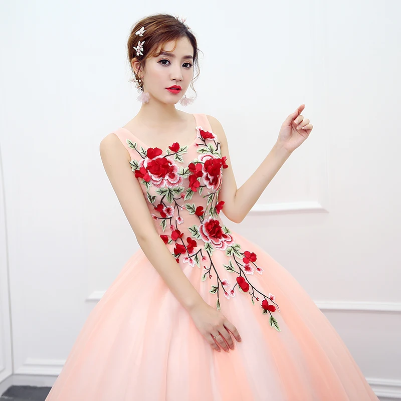 Фото Ruthshen Vestido De Festa Sweet 16, платья для выпускного вечера, дешевые платья с цветочной аппликацией и вышивкой, вечерние платья 2020, длинное вечернее платье №5
