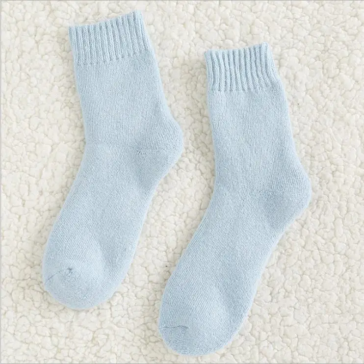 light blue 3 пар/лот толстые шерстяные носки женские теплые осенние и зимние новые - Цвет: light blue