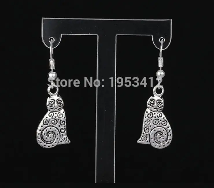 Vintage Silver Cat Acorn Deer Heart Bears Earrings Charms Drop/Dangle For Women Jewelry Accessories Mixed Style A997 | Украшения и