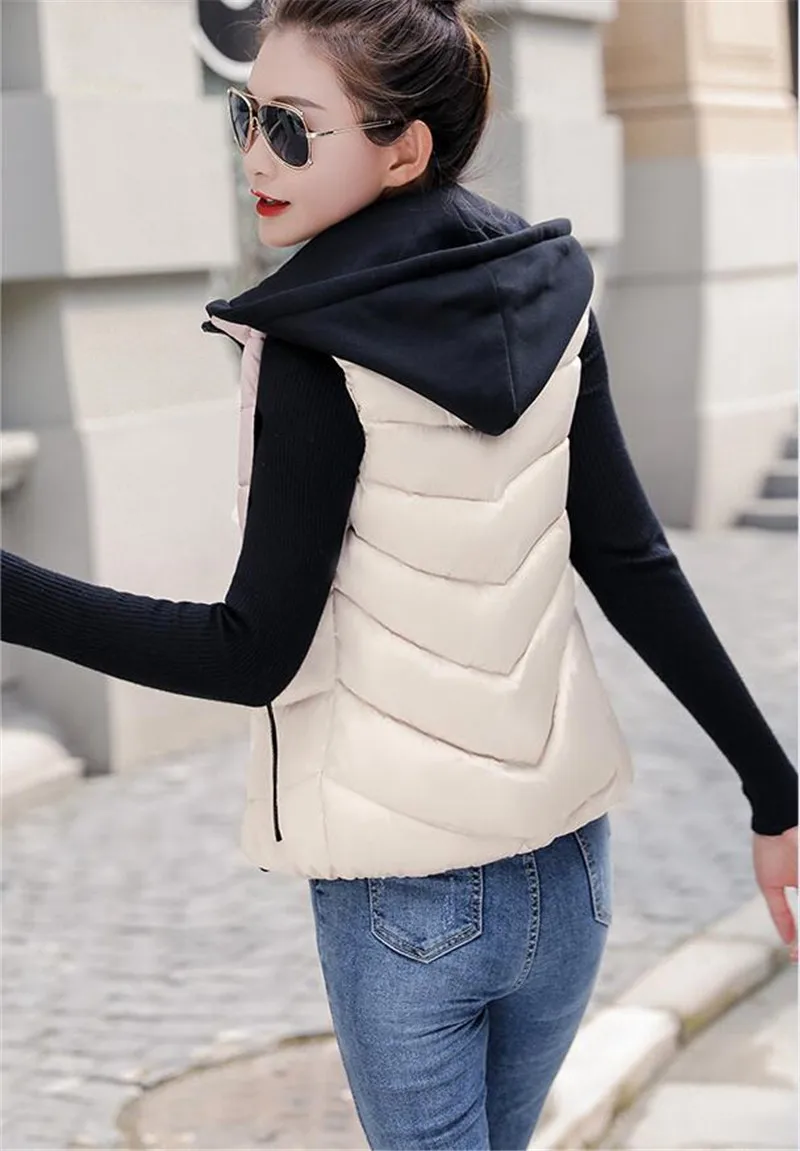 Плюс размер 4XL короткий жилет женская зимняя куртка без рукавов толстый теплый хлопковый мягкий жилет с капюшоном Женский Большой размер PZ588