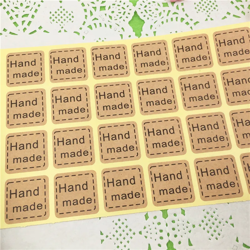 2000 наклеек квадратной формы с милым рисунком маленького медведя, изготовленных вручную из коричневой крафт-бумаги, для игрушек, канцелярских товаров, упаковки сумок.