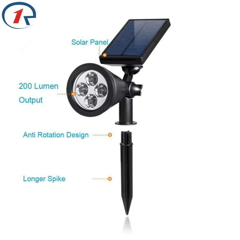 Светодиодные панели солнечных батарей ZjRight 4 светодиода RGB-подсветка сменные