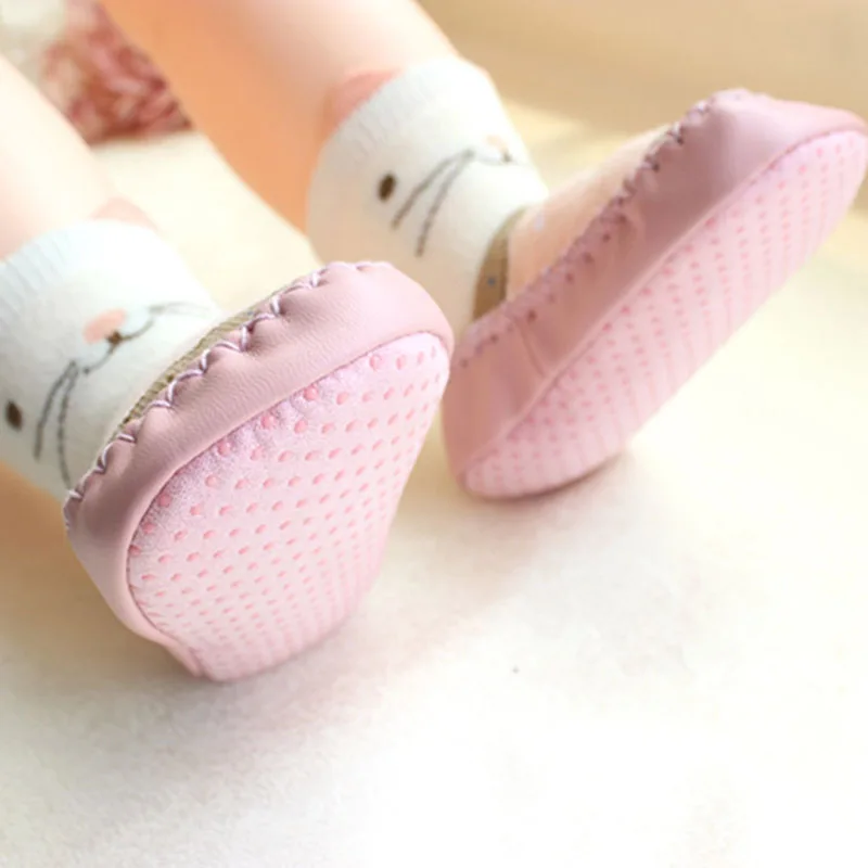 Носки-тапочки с героями мультфильмов детская Толстая Теплая обувь для малышей