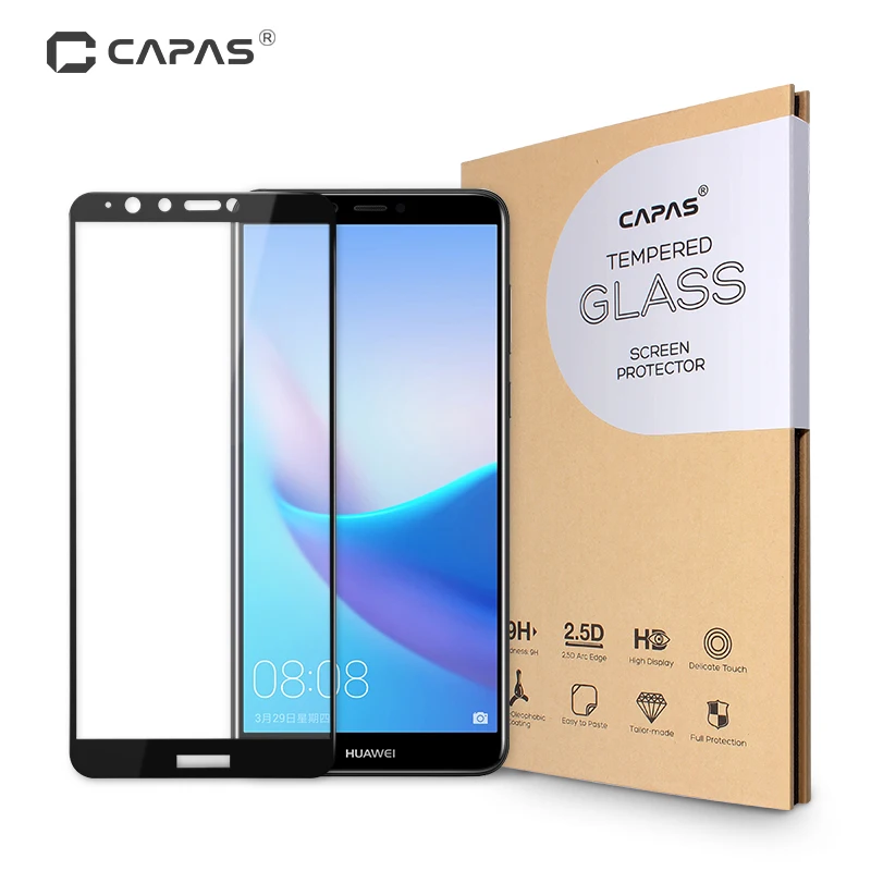 For Huawei Y9 2018 Tempered Glass Screen Protector Full Coverage 9H 2.5D Front Film Enjoy 8 Plus Protective LCD Guard | Мобильные