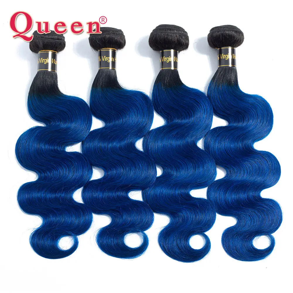 Queen hair бразильская объемная волна 1/3/4 пучки волос 1B/синий темные корни синтетические волосы два тона эффектом деграде(переход от темного к человеческих волос ткать