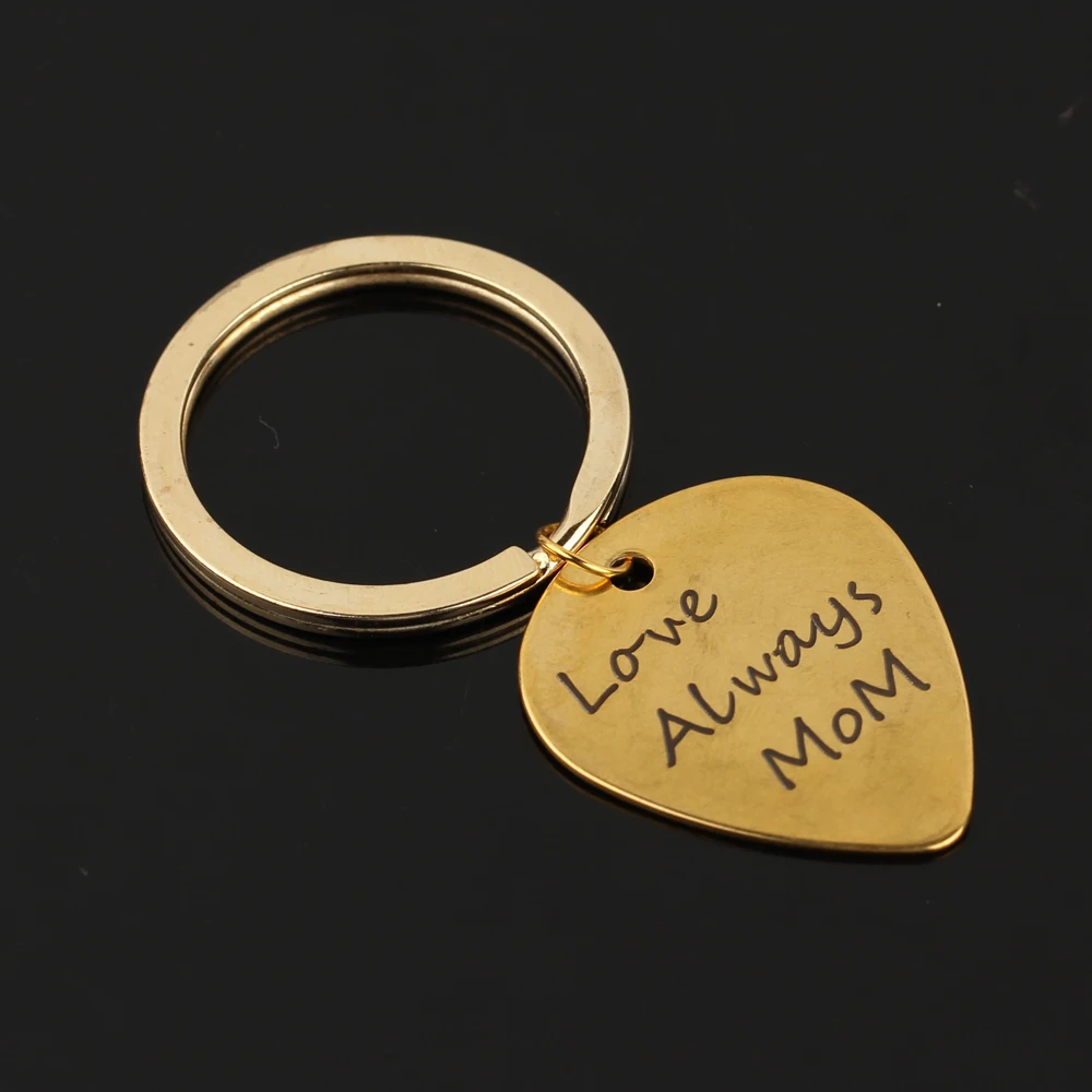 2018 модный брелок для гитары с ручной печатью Love Always MoM Heart Jewelry из нержавеющей