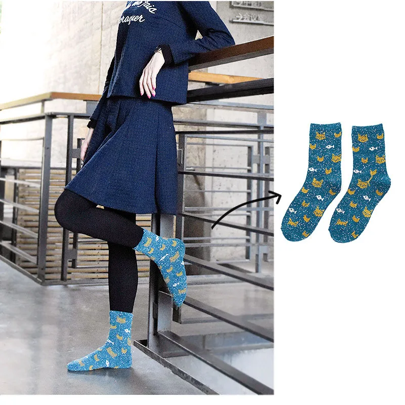 [EIOISAPRA] Симпатичные женские носки с изображением рыбьих рыбок японские теплые