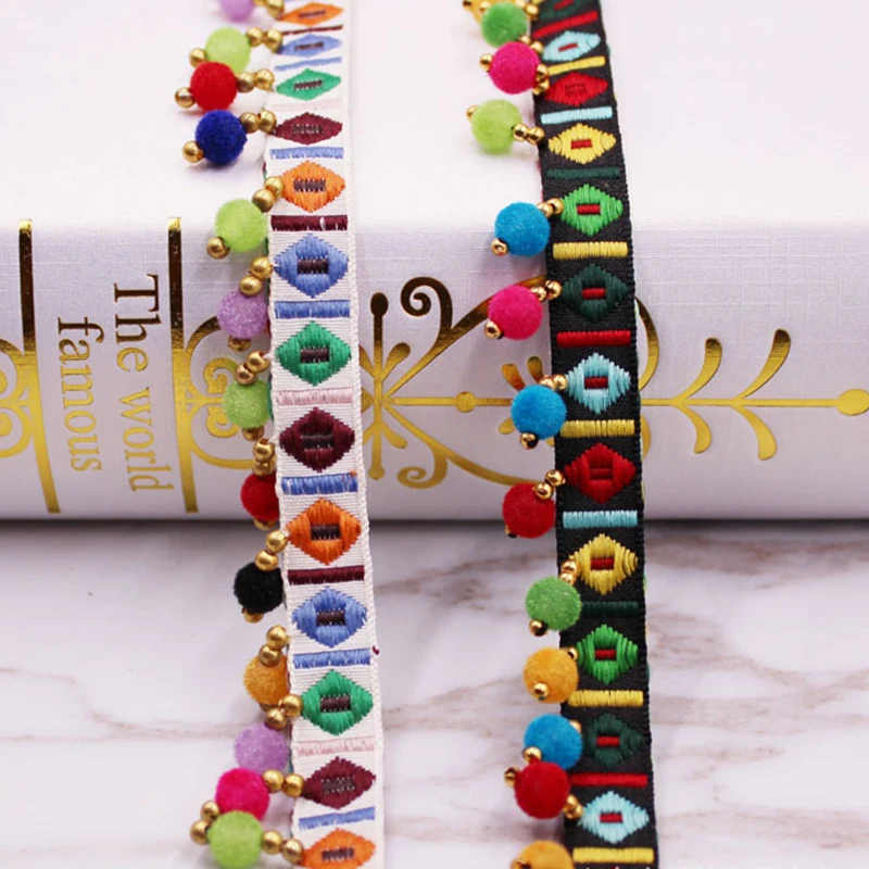 0 9 м кружевная отделка богемная Этническая лента с вышивкой красочные круглые