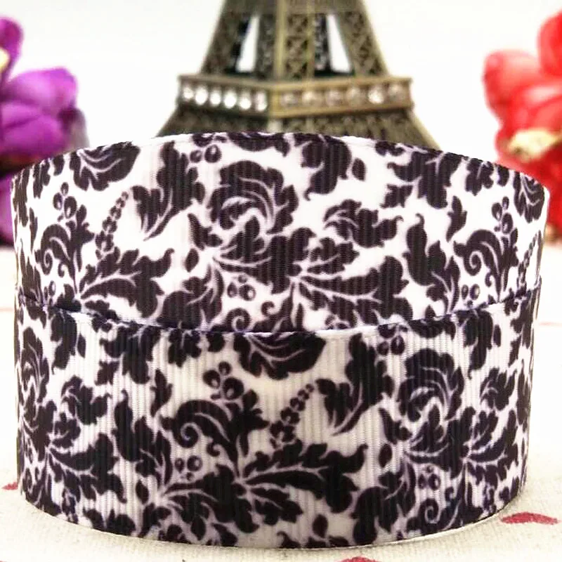 25 мм черно белая лента с принтом 10 ярдов сделай сам бант аксессуары для волос