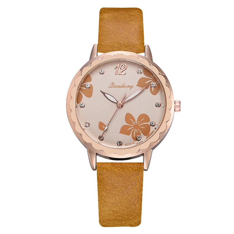 Fashion Women Watches Ladies Leather Strap Quartz Wristwatch Female Casual Dress Clock Flower Printed Watch Gifts reloj mujer /D | Наручные