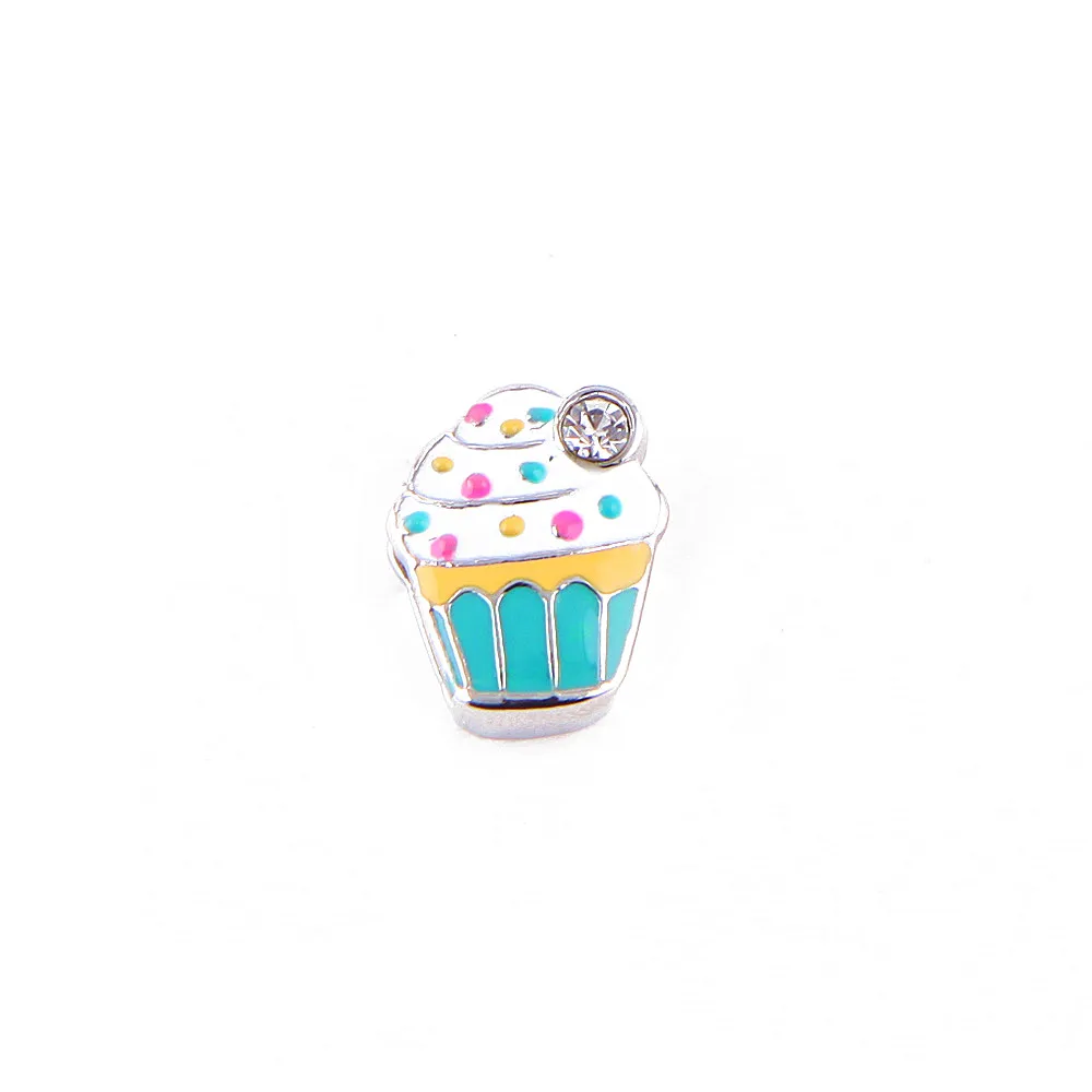 Silver cupcake SANSHOOR Новые Ювелирные Изделия Поступление Вкусных Прелестей Лимон Кекс Папая Подвески для Сеточного Браслета из Нержавеющей Стали и для Кожанного Браслета - Окраска металла: Silver cupcake