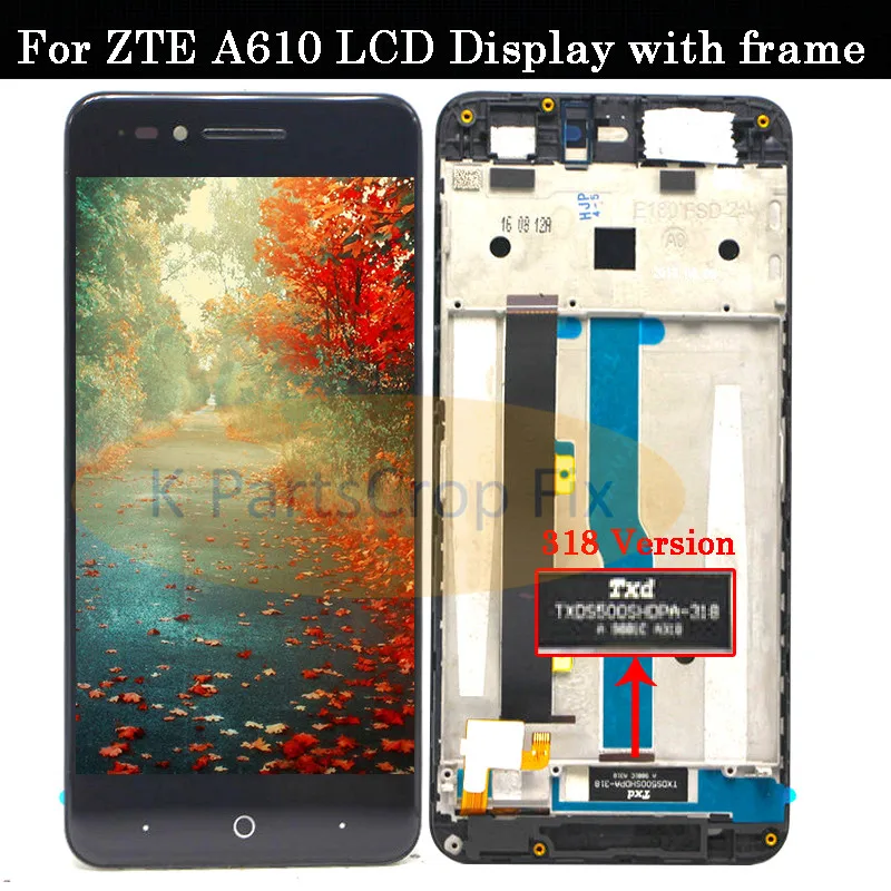 С рамкой для ZTE Blade A610 ЖК дисплей сенсорный экран HD дигитайзер в сборе A610/A241 версия