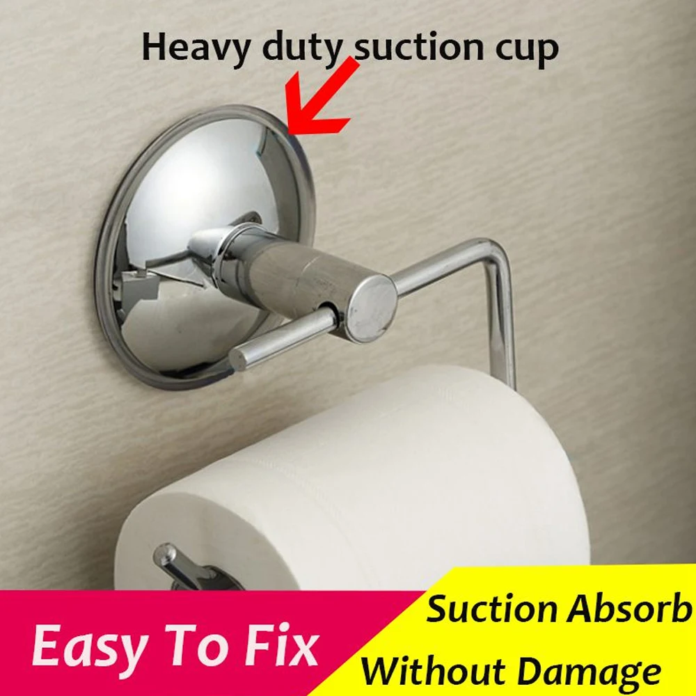 Wall Mounted Toilet Roll Holder Paper Rack Tissue Silver Stainless Steel Suction Cup For Bathroom Kitchen 1PCs | Дом и сад