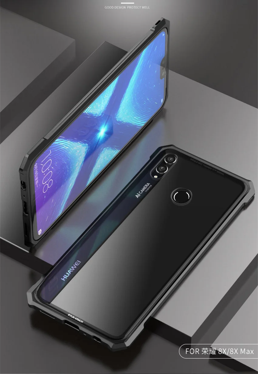 Honor 8X чехол металлический бампер стекло задняя крышка для huawei Honor 8x Honor8x прозрачный чехол из закаленного стекла для телефона