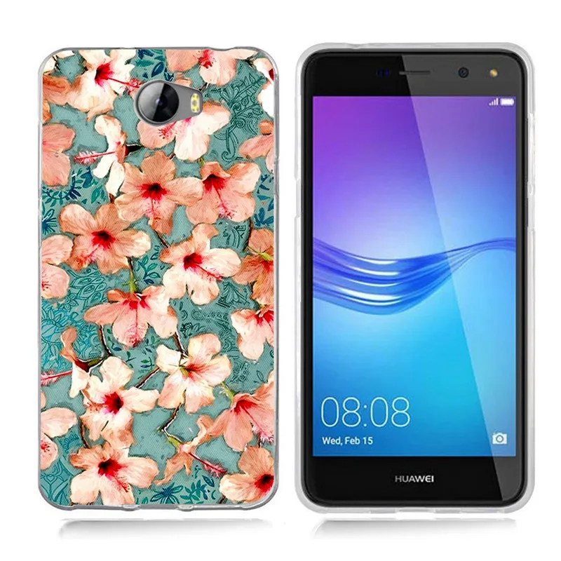 For Huawei Y5 ii Y5ii Cover/5A LYO-L21/Y6 II Compact Coloful Soft TPU Silicone fundas Leaf Painted Design Case A014 |