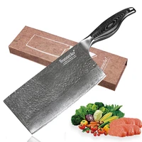 sunnecko 7 inch cleaver kitchen chef knife damascus steel 60hrc strong hardness sharp blade pakka wood handle cooking tools