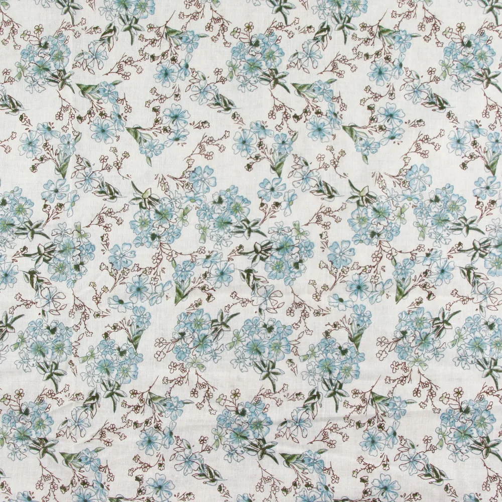 Стеганая Ткань винтажная синяя с цветочным принтом 100% хлопок 0 5 м ширина 156 см|cotton