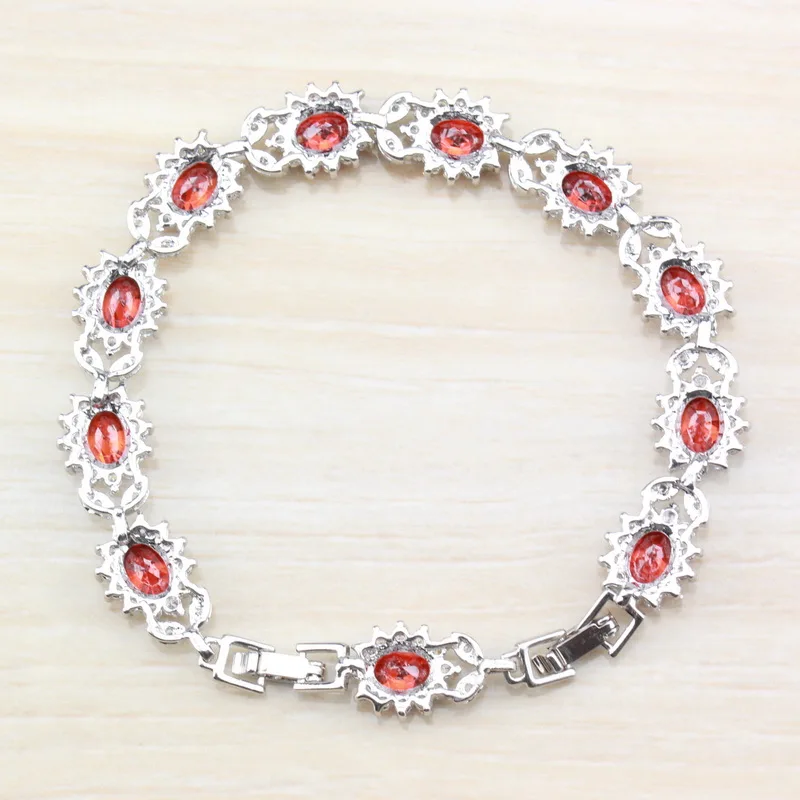 Серебряный цвет свадебный ювелирный красный гранат CZ браслет для женщин модный