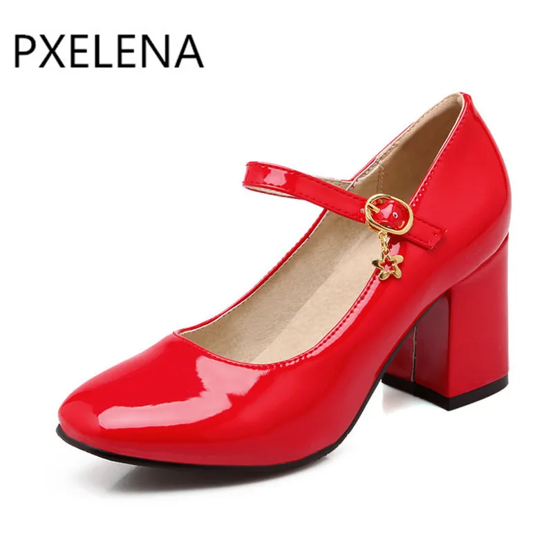 Модные свадебные туфли PXELENA для невесты женские лодочки на блочном высоком