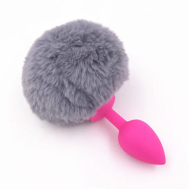 Gray lovely Rabbit tail Bunny Tail stainless steel Woman anal butt Sex products plug sex toy For Women And Men Game Toys | Красота и