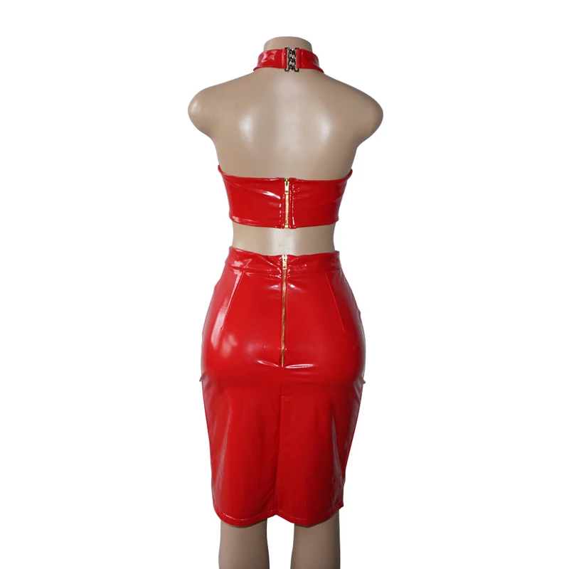 Новая Женская Клубная одежда из ПВХ для вечерние комплект 2 предметов колье с