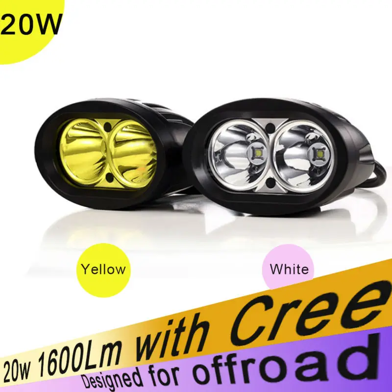 

20w 4inch 12v 24w White Yellow Spotlight Offroad Driving Work light ATV UTV 4X4 SUV Motorcycle Truck Boat Offroad as Fog Lam